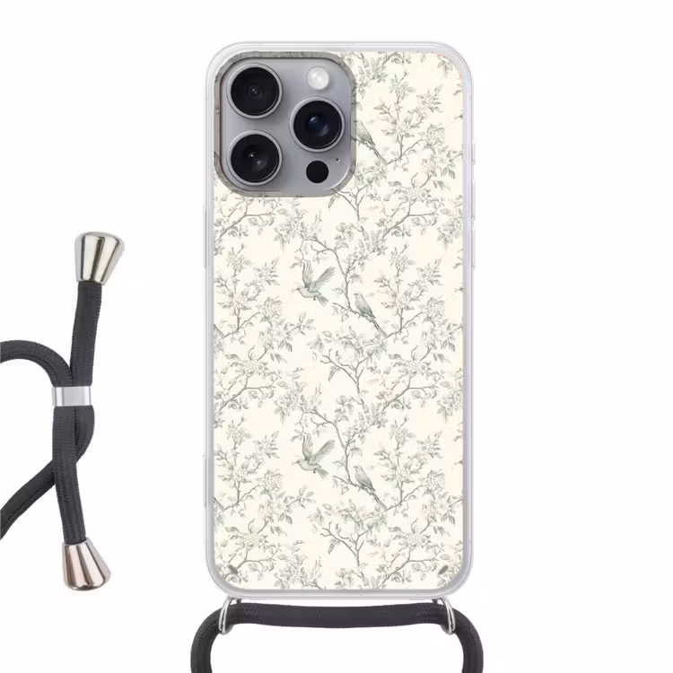 Klassiek - Vogels - Groen Hoesje iPhone 16 Pro Max met koord klein 804 -3d