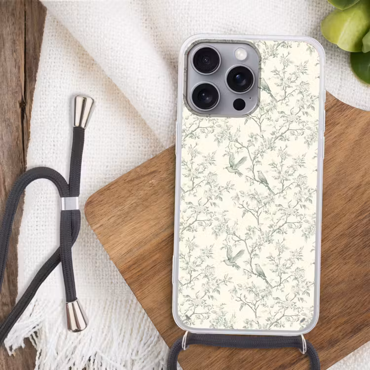 Klassiek - Vogels - Groen Hoesje iPhone 16 Pro Max met koord klein 804 -sfeer4