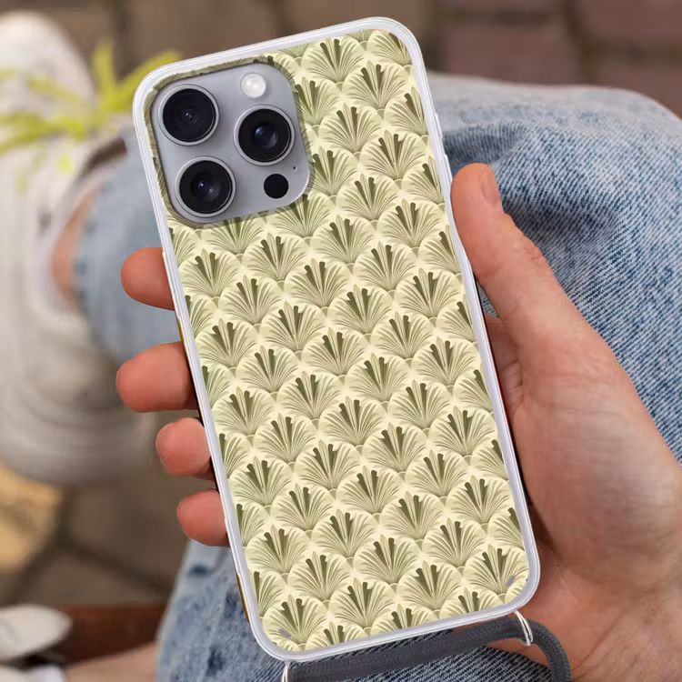 Klassiek - Waaier - Groen Hoesje iPhone 16 Pro Max met koord klein 804 -sfeer3