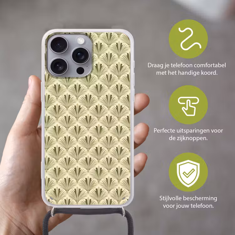 Klassiek - Waaier - Groen Hoesje iPhone 16 Pro Max met koord klein 804 -sfeer2_NL