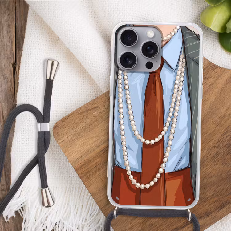 Kleding - Strik - Parels - Klassiek - Mode Hoesje iPhone 16 Pro Max met koord klein -sfeer4
