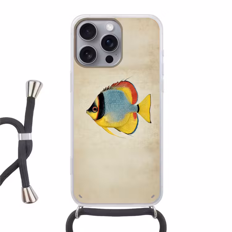 Kleurrijk - Vis - Schubben - Illustratie Hoesje iPhone 16 Pro Max met koord klein -3d