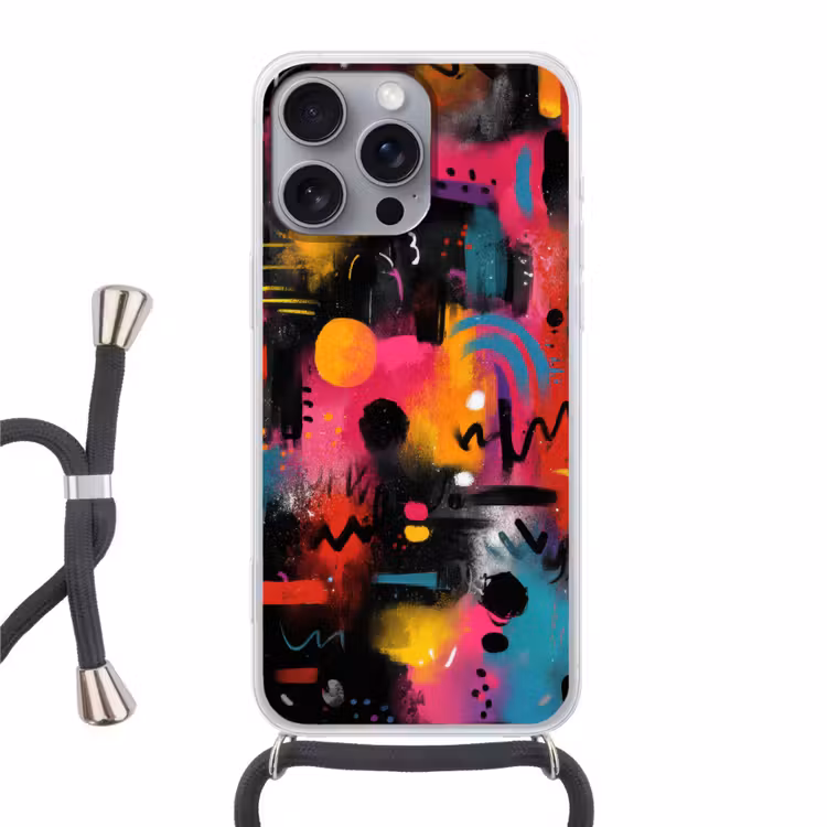 Kleurvlakken - Vormen - Kleurrijk - Abstract Hoesje iPhone 16 Pro Max met koord klein -3d