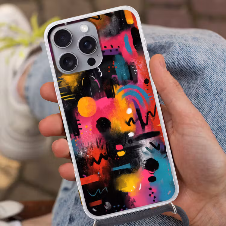 Kleurvlakken - Vormen - Kleurrijk - Abstract Hoesje iPhone 16 Pro Max met koord klein -sfeer3