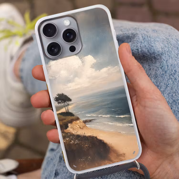 Klif - Zee - Boom Hoesje iPhone 16 Pro Max met koord klein -sfeer3