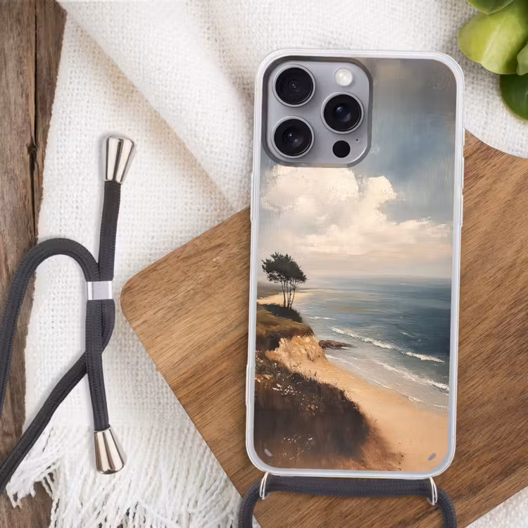 Klif - Zee - Boom Hoesje iPhone 16 Pro Max met koord klein -sfeer4