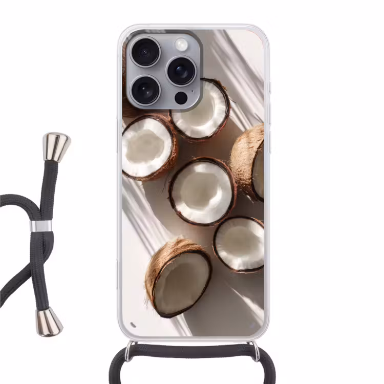Kokosnoten - Bruin - Shaduw Hoesje iPhone 16 Pro Max met koord klein -3d