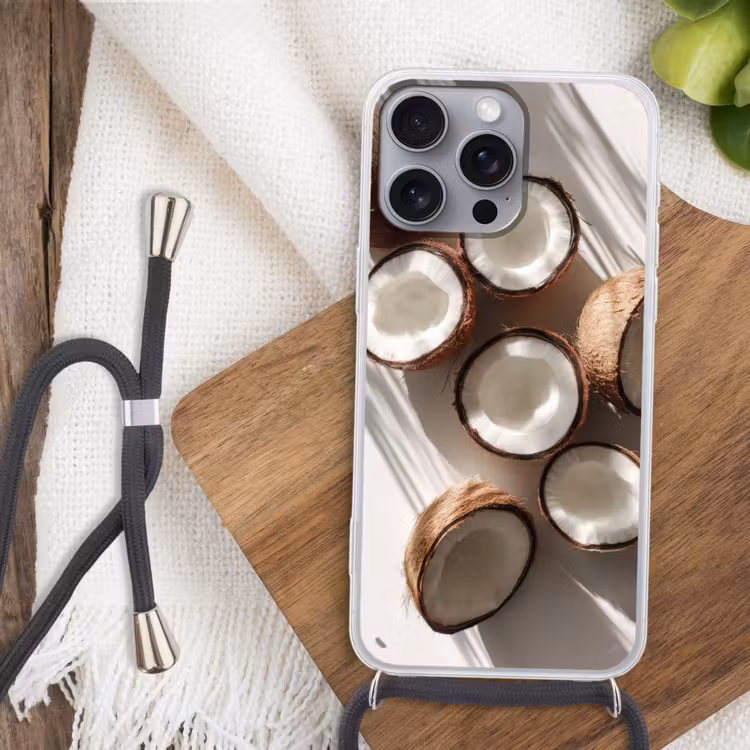 Kokosnoten - Bruin - Shaduw Hoesje iPhone 16 Pro Max met koord klein -sfeer4