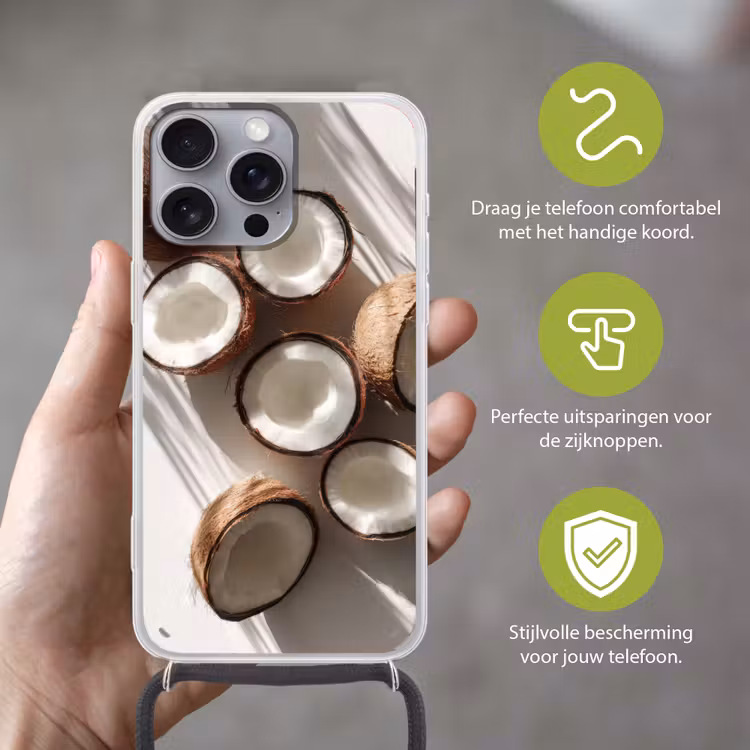 Kokosnoten - Bruin - Shaduw Hoesje iPhone 16 Pro Max met koord klein -sfeer2_NL