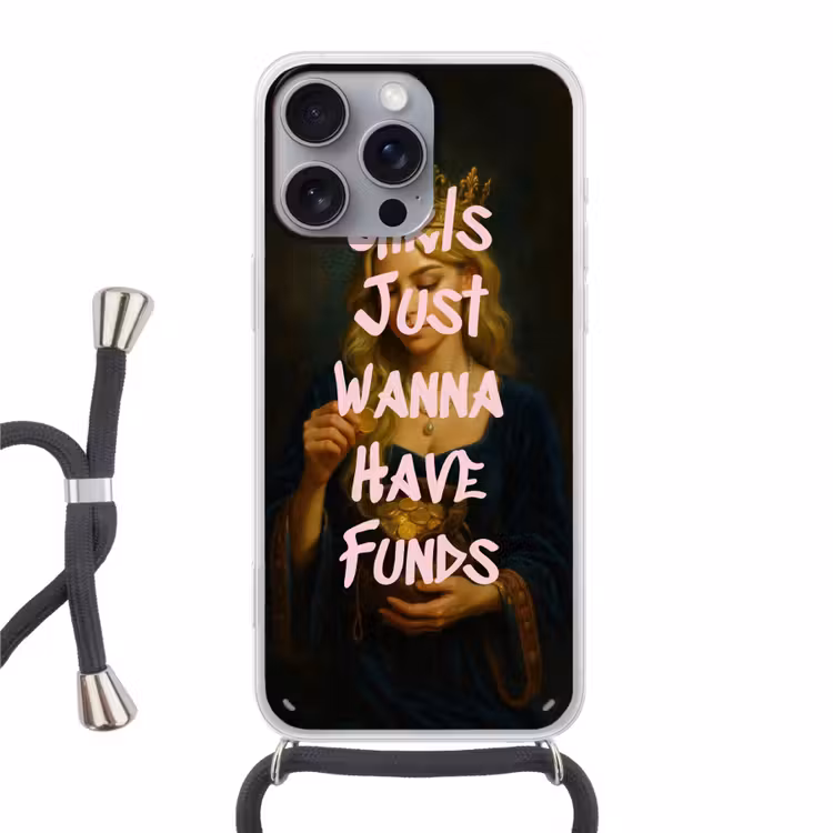 Kroon - Vrouw - Jurk - Opvallend Hoesje iPhone 16 Pro Max met koord klein -3d