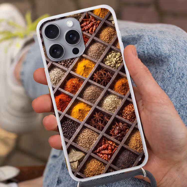 Telefoonhoesje met koord - Kruiden - Houten - Eten — 2