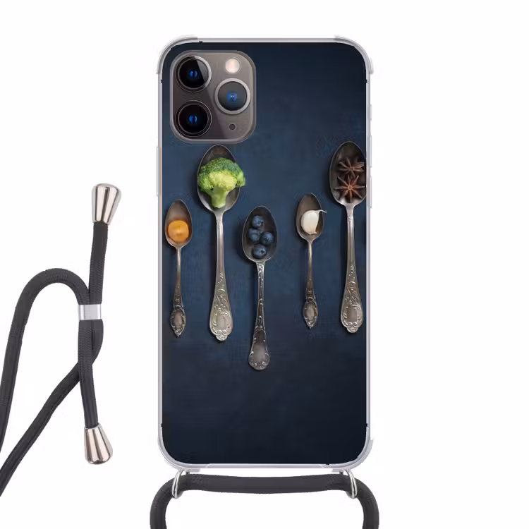 Kruiden - Lepel - Zilver - Specerijen - Industrieel Hoesje iPhone 12 Pro met koord klein -3d