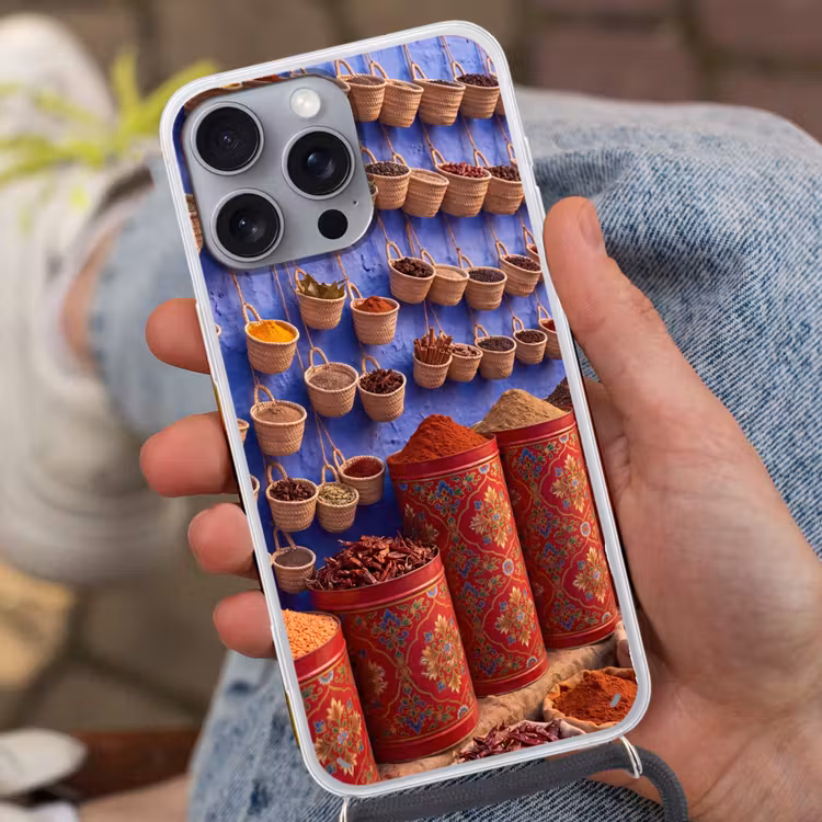 Telefoonhoesje met koord - Kruiden - Manden - Markt - Kruiden - Manden - Markt Hoesje iPhone 16 Pro Max met koord klein