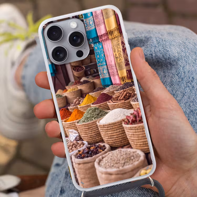Telefoonhoesje met koord - Kruiden - Manden - Oosters - Kruiden - Manden - Oosters Hoesje iPhone 16 Pro Max met koord klein