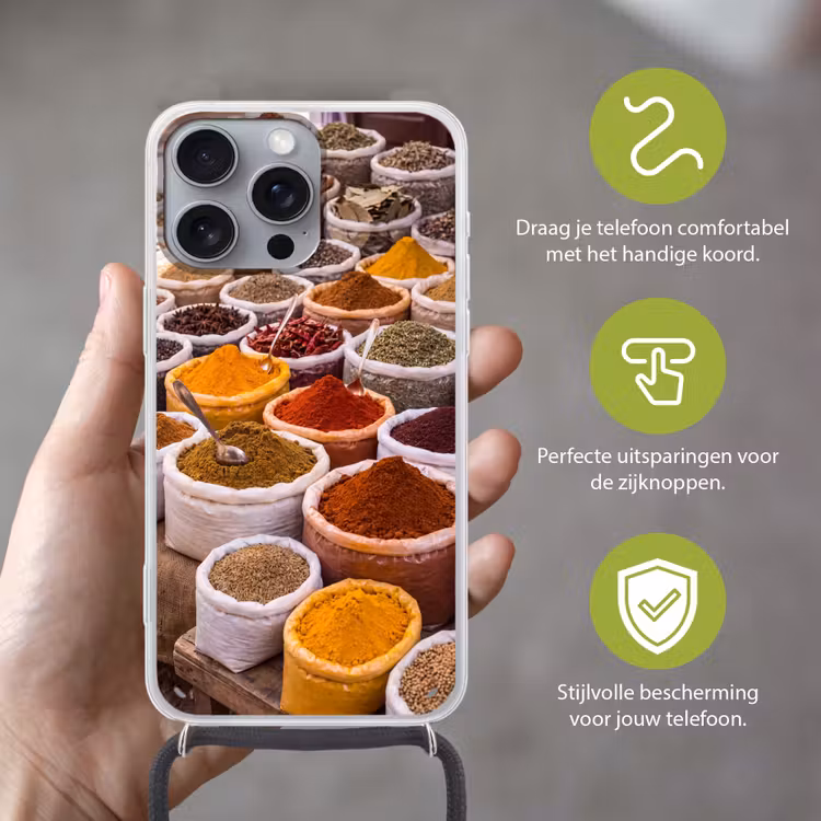 Telefoonhoesje met koord - Kruiden - Markt - Eten — 4