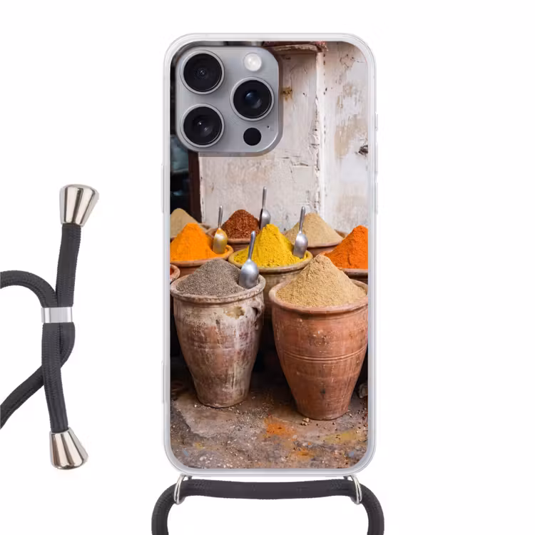 Telefoonhoesje met koord - Kruiden - Potten - Oosters - Kruiden - Potten - Oosters Hoesje iPhone 16 Pro Max met koord klein