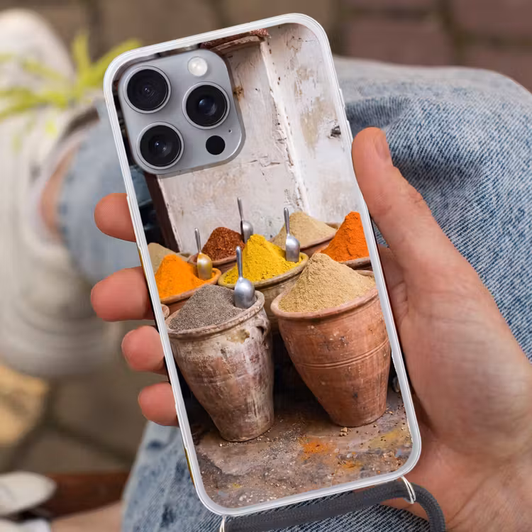 Telefoonhoesje met koord - Kruiden - Potten - Oosters - Kruiden - Potten - Oosters Hoesje iPhone 16 Pro Max met koord klein