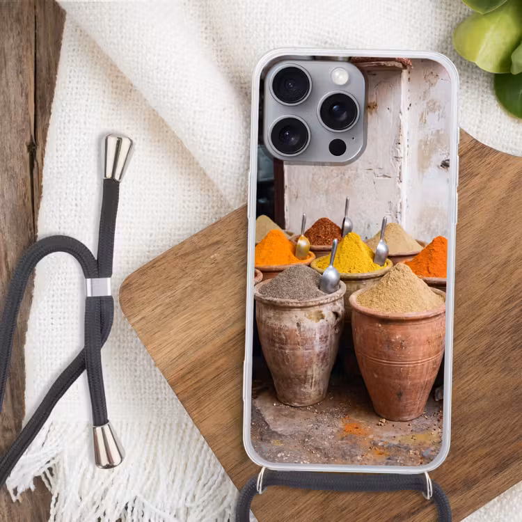 Telefoonhoesje met koord - Kruiden - Potten - Oosters - Kruiden - Potten - Oosters Hoesje iPhone 16 Pro Max met koord klein