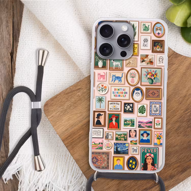 Kunst - Collectie - Decoratie - Modern - Kleurrijk Hoesje iPhone 16 Pro Max met koord klein -sfeer4
