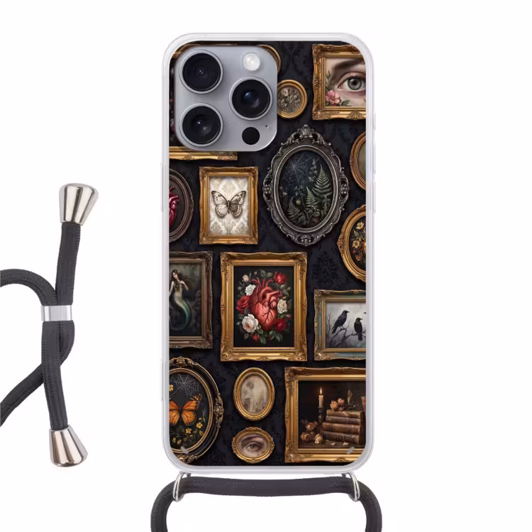 Kunst - Collectie - Vintage - Klassiek - Donker Hoesje iPhone 16 Pro Max met koord klein -3d