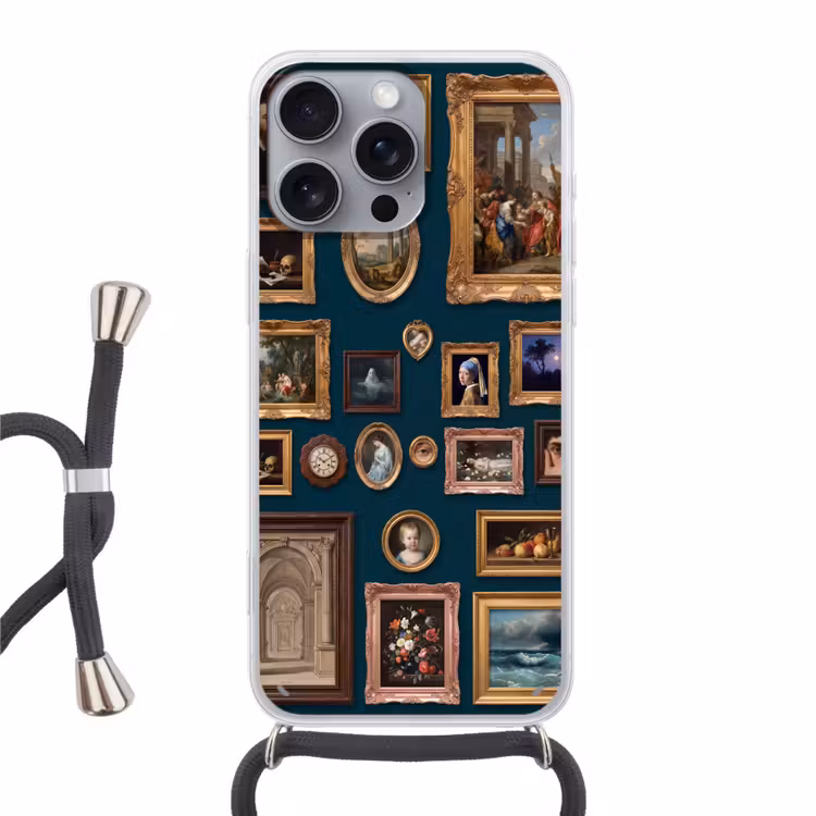 Kunst - Schilderijen - Decoratie - Klassiek - Groen Hoesje iPhone 16 Pro Max met koord klein -3d