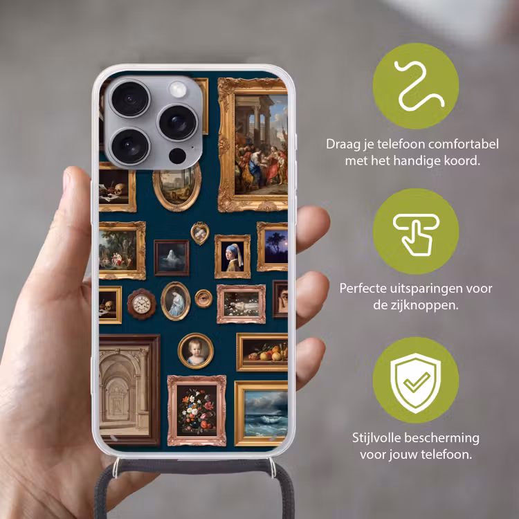 Kunst - Schilderijen - Decoratie - Klassiek - Groen Hoesje iPhone 16 Pro Max met koord klein -sfeer2_NL