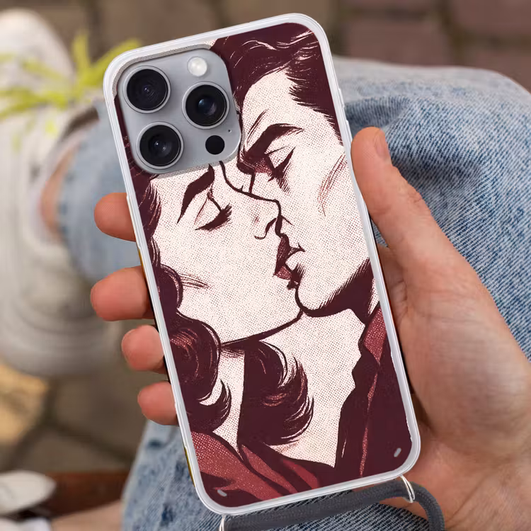 Kussen - Personen - Retro - Bordeaux Hoesje iPhone 16 Pro Max met koord klein -sfeer3