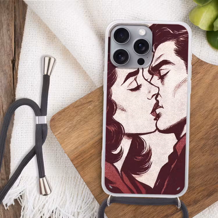 Kussen - Personen - Retro - Bordeaux Hoesje iPhone 16 Pro Max met koord klein -sfeer4