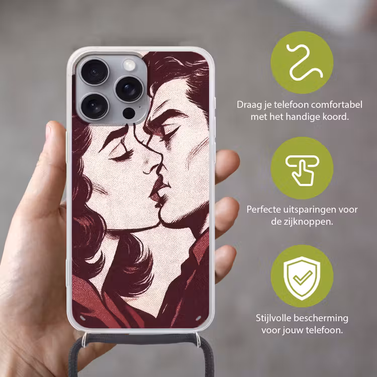 Kussen - Personen - Retro - Bordeaux Hoesje iPhone 16 Pro Max met koord klein -sfeer2_NL