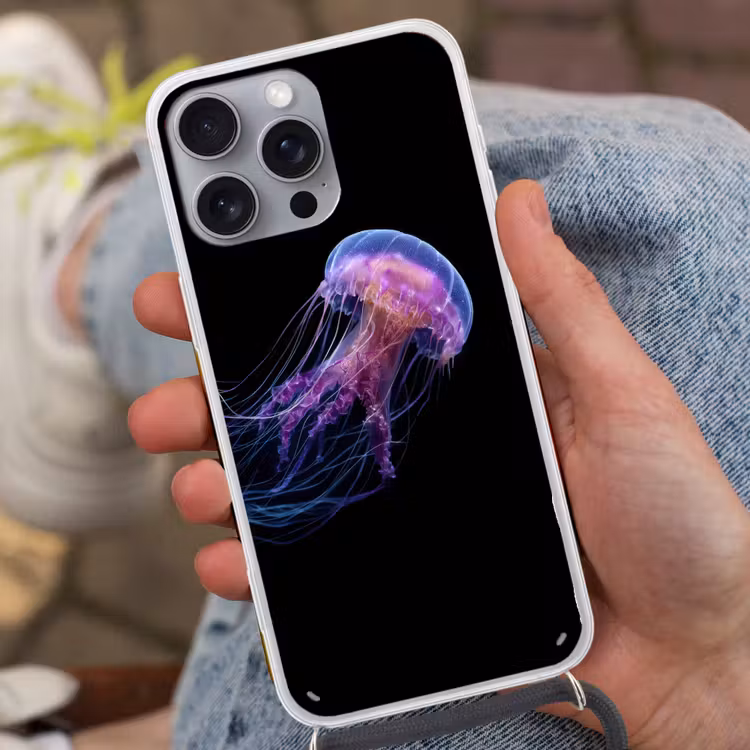 Kwal - Doorzichtig - Roze - Tentakels Hoesje iPhone 16 Pro Max met koord klein -sfeer3