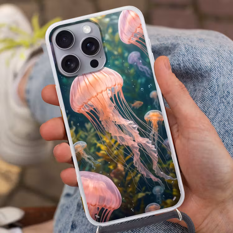 Kwal - Roze - Onderwater - Zeeleven - Dieren Hoesje iPhone 16 Pro Max met koord klein -sfeer3