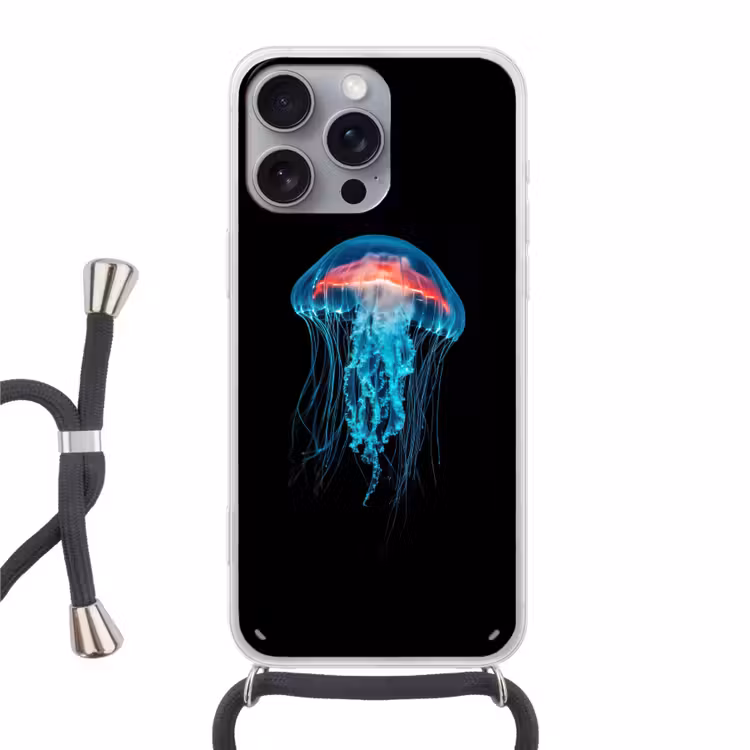 Kwal - Tentakels - Blauw - Licht Hoesje iPhone 16 Pro Max met koord klein -3d