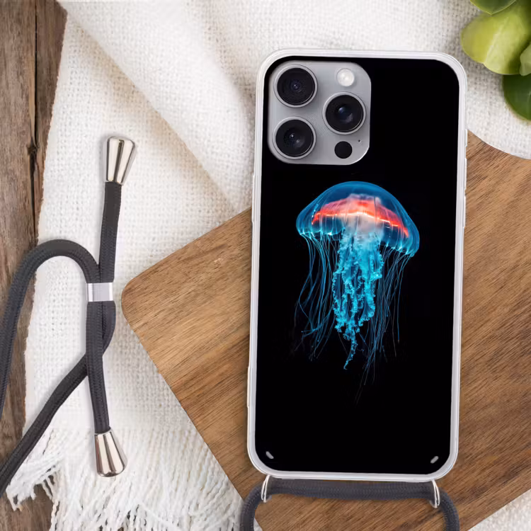 Kwal - Tentakels - Blauw - Licht Hoesje iPhone 16 Pro Max met koord klein -sfeer4