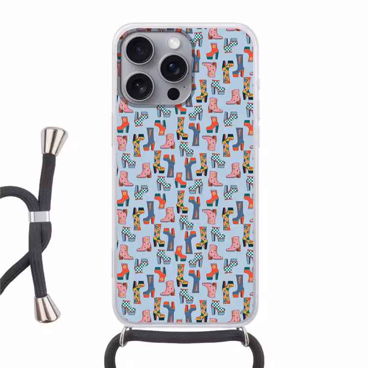 Laarzen - Patroon - Disco Hoesje iPhone 16 Pro Max met koord klein 804 -3d