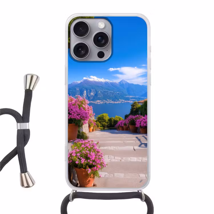 Lake Como - Italië - Landschap Hoesje iPhone 16 Pro Max met koord klein -3d
