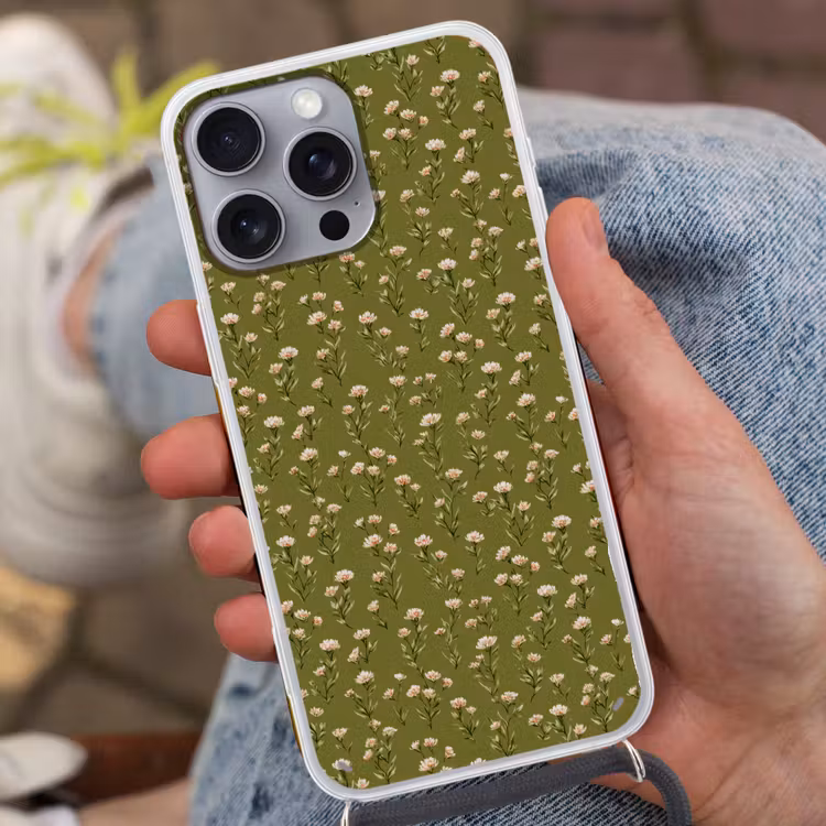 Landelijk - Bloemen - Groen Hoesje iPhone 16 Pro Max met koord klein 804 -sfeer3