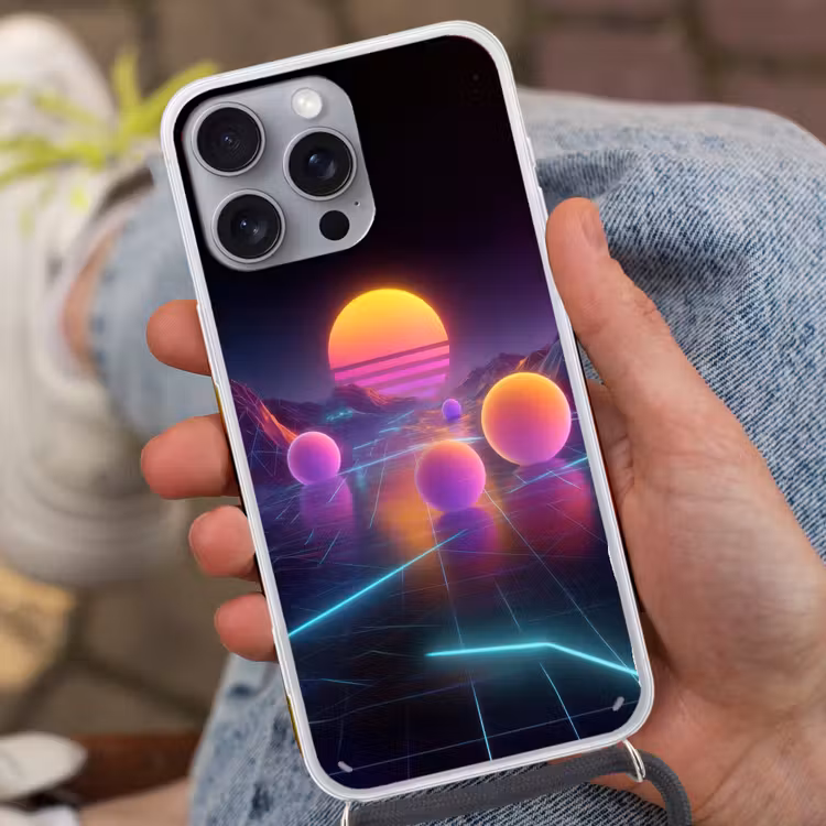 Landschap - Bergen - Bollen - Licht Hoesje iPhone 16 Pro Max met koord klein -sfeer3