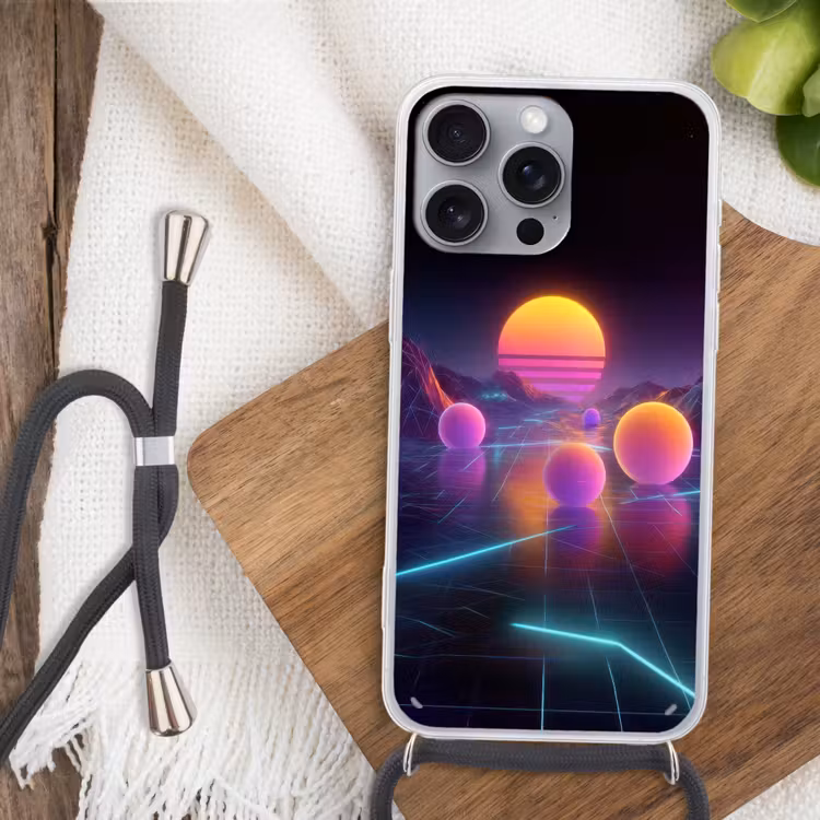 Landschap - Bergen - Bollen - Licht Hoesje iPhone 16 Pro Max met koord klein -sfeer4