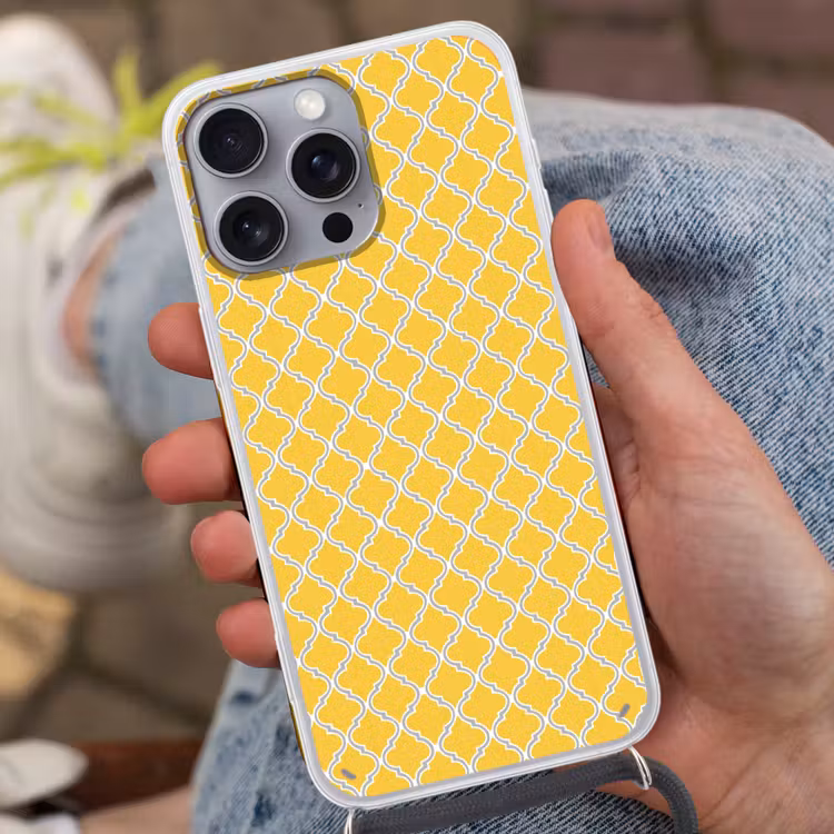 Lantaarn - Arabesk - Elegant - Geel Hoesje iPhone 16 Pro Max met koord klein 804 -sfeer3