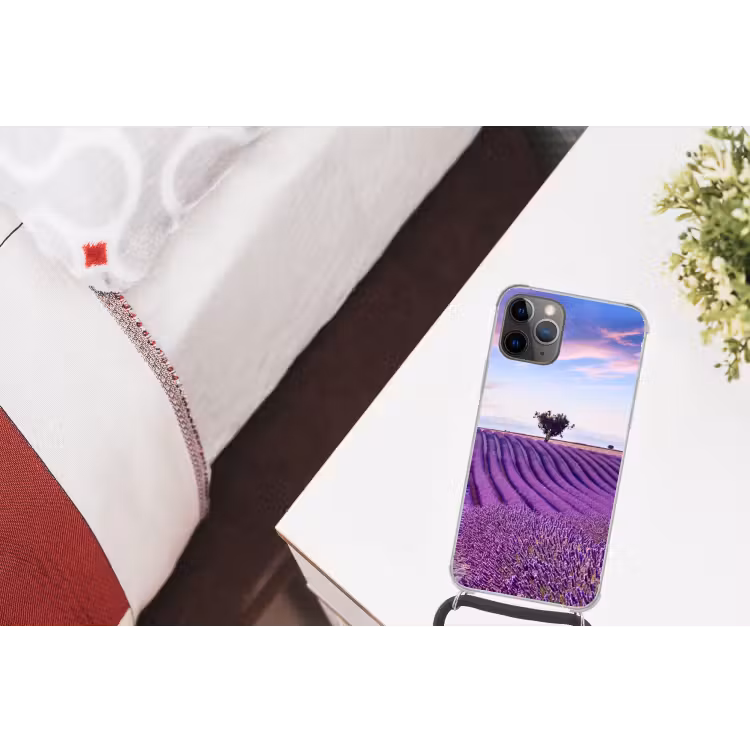 Lavendel - Natuur - Paars - Bomen Hoesje iPhone 12 Pro met koord klein -kamer