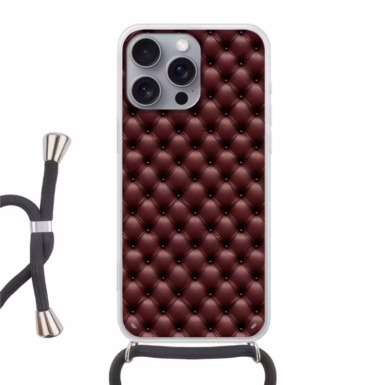 Leer - Patroon - Bordeaux Hoesje iPhone 16 Pro Max met koord klein 804 -3d