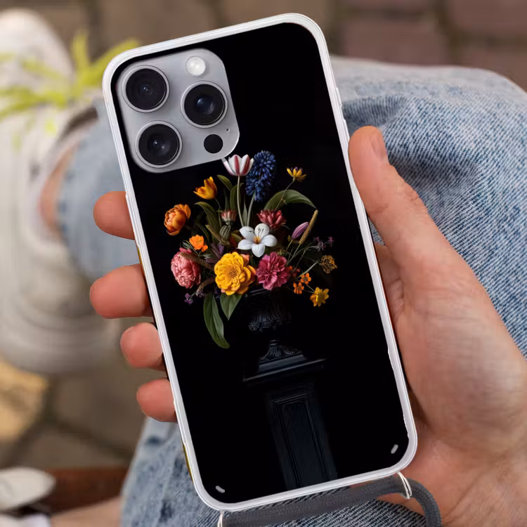 Lente - Bloemen - Klassiek - Vaas Hoesje iPhone 16 Pro Max met koord klein -sfeer3