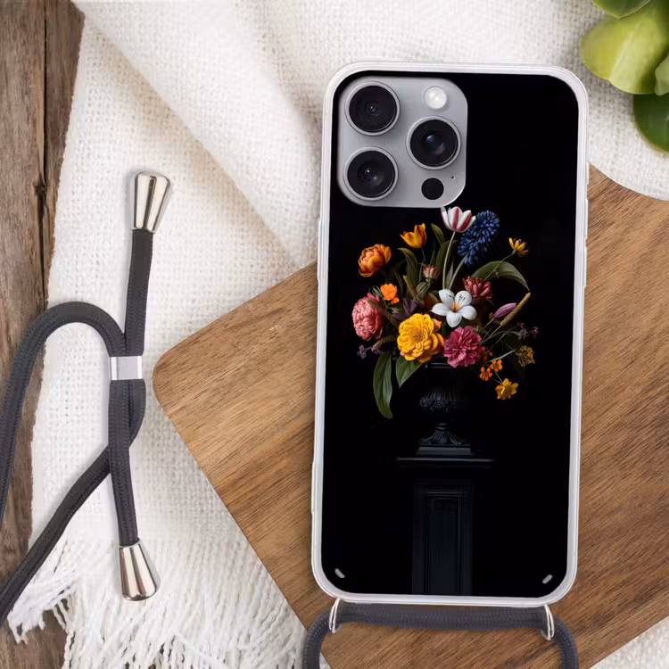 Lente - Bloemen - Klassiek - Vaas Hoesje iPhone 16 Pro Max met koord klein -sfeer4
