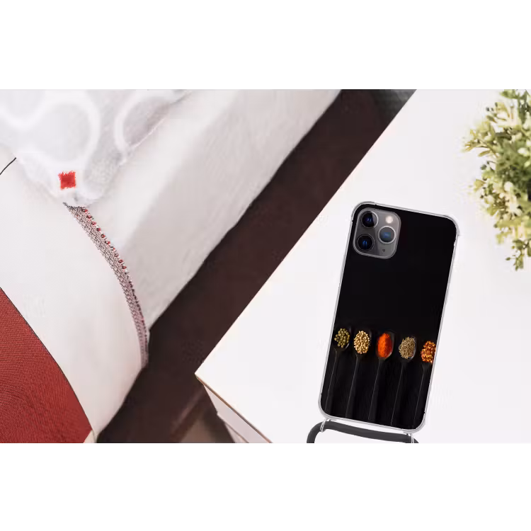 Lepels - Specerijen - Zwart - Kruiden - Rustiek Hoesje iPhone 12 Pro met koord klein -kamer