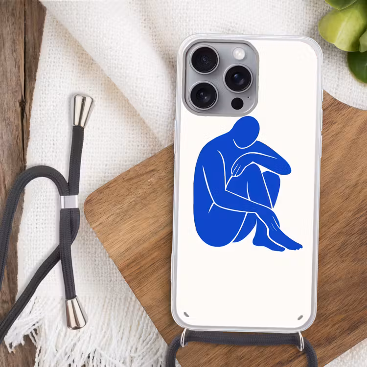 Lichaam - Abstract - Blauw Hoesje iPhone 16 Pro Max met koord klein -sfeer4