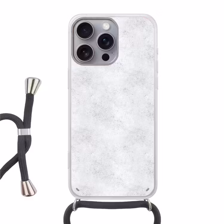 Lichtgrijs - Betonstructuur - Subtiel Hoesje iPhone 16 Pro Max met koord klein 804 -3d