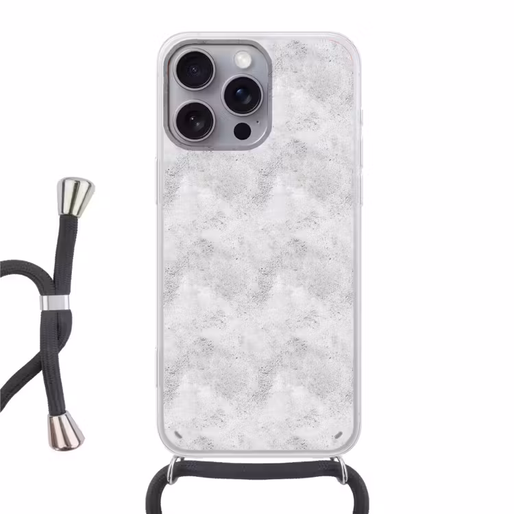 Lichtgrijs - Ruw - Subtiel Hoesje iPhone 16 Pro Max met koord klein 804 -3d