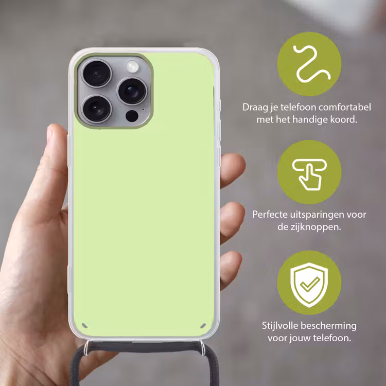 Light - Lime - Groen Hoesje iPhone 16 Pro Max met koord klein 804 -sfeer2_NL