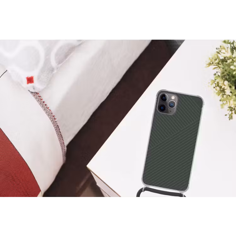 Lijnen - Abstract - Groen - Minimalistisch Hoesje iPhone 12 Pro met koord klein -kamer