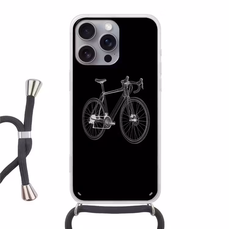 Lijnen - Illustratie - Wit Hoesje iPhone 16 Pro Max met koord klein -3d
